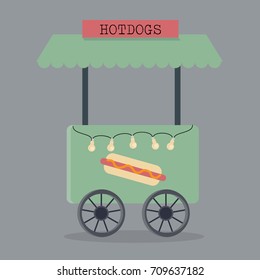 Hot Dog Cart Flat Icon