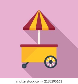 Hot dog cart icon flat vector. Stand food. Store market