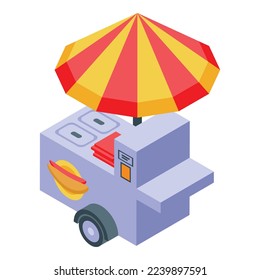 Hot dog cart icon isometric vector. Food seller. Fast market