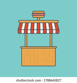 Hot dog cart icon vector illustration. Hot dog street shop 
