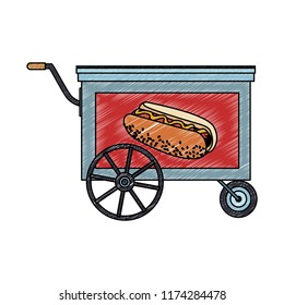 Hot dog cart stand scribble