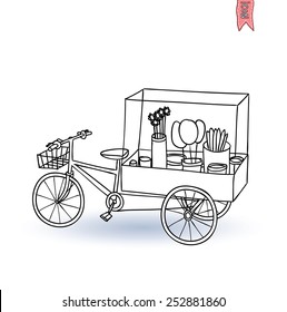  hot dog cart, vector illustration