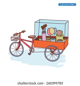  hot dog cart, vector illustration