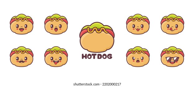 hot dog cartoon. food vector illustration. icon, expression.