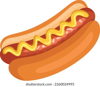 Hot dog cartoon icon. American fast food