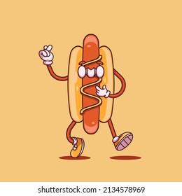 Hot Dog cartoon illustration vector suitable for catalogs and t-shirts