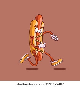 Hot Dog Cartoon Illustration Vector 260nw 2134579487 