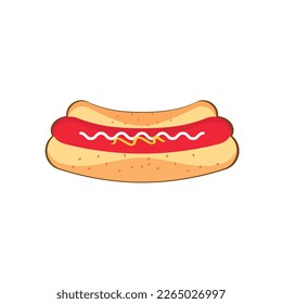 Hot Dog Cartoon mascot character. Food concept. Posters, menus, brochures, web, and icon fast food.  illustration fast food. Funny hot dog, wiener, frankfurter character with eyes, legs.