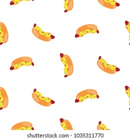 Hot dog cartoon seamless vector pattern.