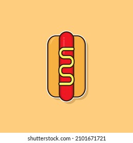 Hot dog cartoon style icon illustration. Food icon concept isolated vector.