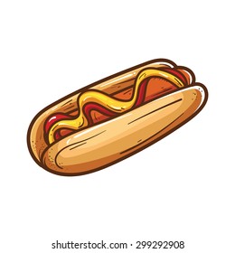 Hot Dog Cartoon Vector 