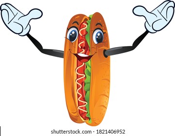 Hot dog cartoon vector art and illustration