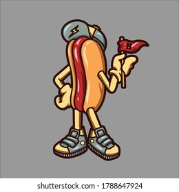 hot dog cartoon vector design for merchandise