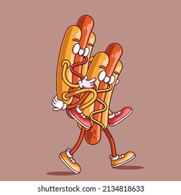 hot dog cartoon vector illustration suitable for restaurant catalog