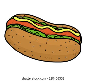 Hot Dog Cartoon Vector Illustration Hand Stock Vector (Royalty Free ...