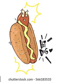 Hot Dog Cartoon Vector Sketch Cute Stock Vector (Royalty Free ...