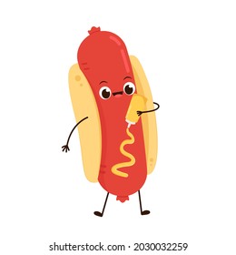 Hot Dog character character design. Mustard on Hot Dog.