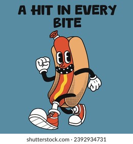 Hot dog Character Design With Slogan a Hit in Every Bite