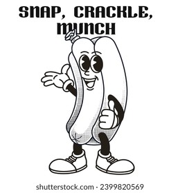 Hot dog Character Design With Slogan Snap, crackle, munch