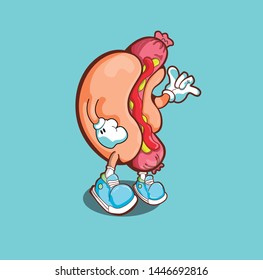 Hot Dog Character design vector illustration