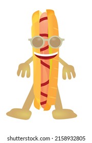 Hot dog character. vector illustration