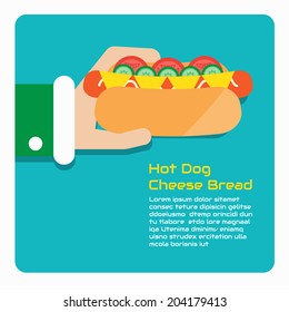 Hot dog cheese bread,Vector cartoon business
