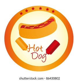 hot dog circle sign isolated over white background. vector