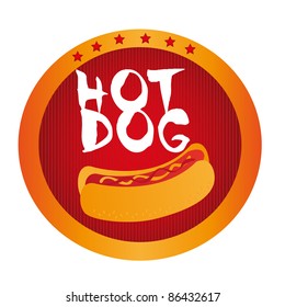 hot dog circle sign isolated over white background. vector