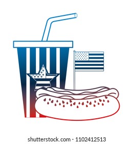 hot dog and cola cup with american flag