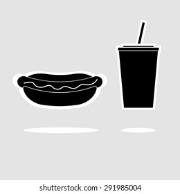 hot dog and cola vector icon