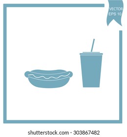 hot dog and cola vector icon