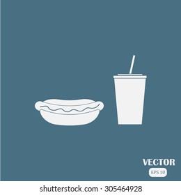 hot dog and cola vector icon