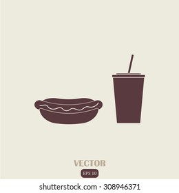 hot dog and cola vector icon