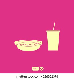 hot dog and cola vector icon