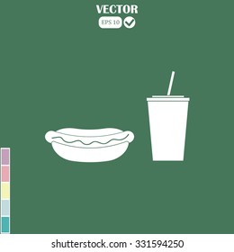 hot dog and cola vector icon