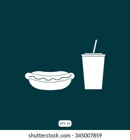 hot dog and cola vector icon