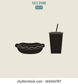hot dog and cola vector icon