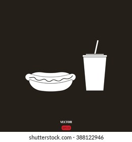 hot dog and cola vector icon