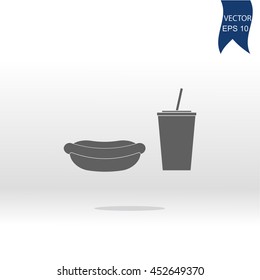 hot dog and cola vector icon