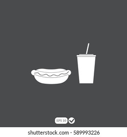 hot dog and cola vector icon
