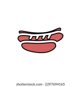 Hot dog color fill icon, world cuisine vector illustration in trendy style. Editable graphic resources for many purposes.