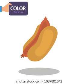 Hot dog color flat icon