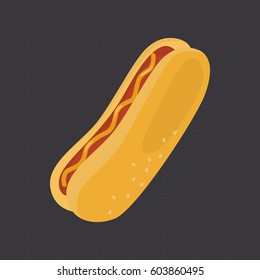 Hot dog color flat icon for web and mobile design