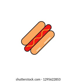 hot dog color line icon. fast food vector illustration. Editable Stroke. simple design symbol