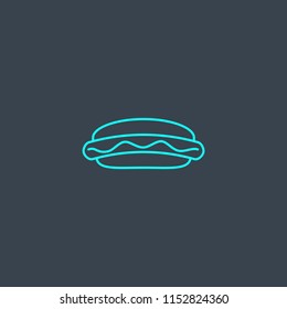 Hot dog concept blue line icon. Simple thin element on dark background. Hot dog concept outline symbol design from USA set. Can be used for web and mobile UI/UX