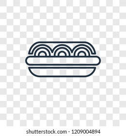 Hot dog concept vector linear icon isolated on transparent background, Hot dog concept transparency concept in outline style