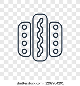 Hot dog concept vector linear icon isolated on transparent background, Hot dog concept transparency concept in outline style
