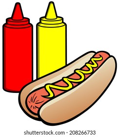 Hot Dog and Condiments