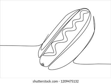 Hot dog. Continuous line