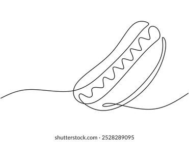 Hot dog continuous line drawing. food and drink concept. Vector illustration minimalist isolated on white background.